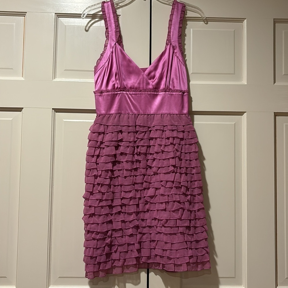 Never worn; Kensie raspberry ruffle cocktail dress